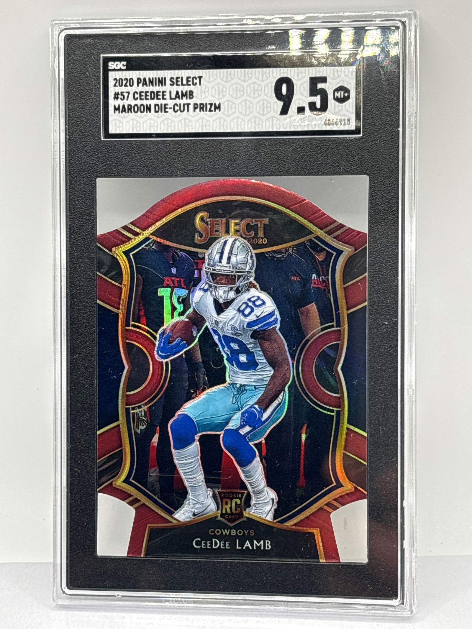 2020 PANINI SELECT CEEDEE LAMB MAROON DIE-CUT PRIZM HOLO ROOKIE CARD SGC MINT+ 9.5 (1 of 4)