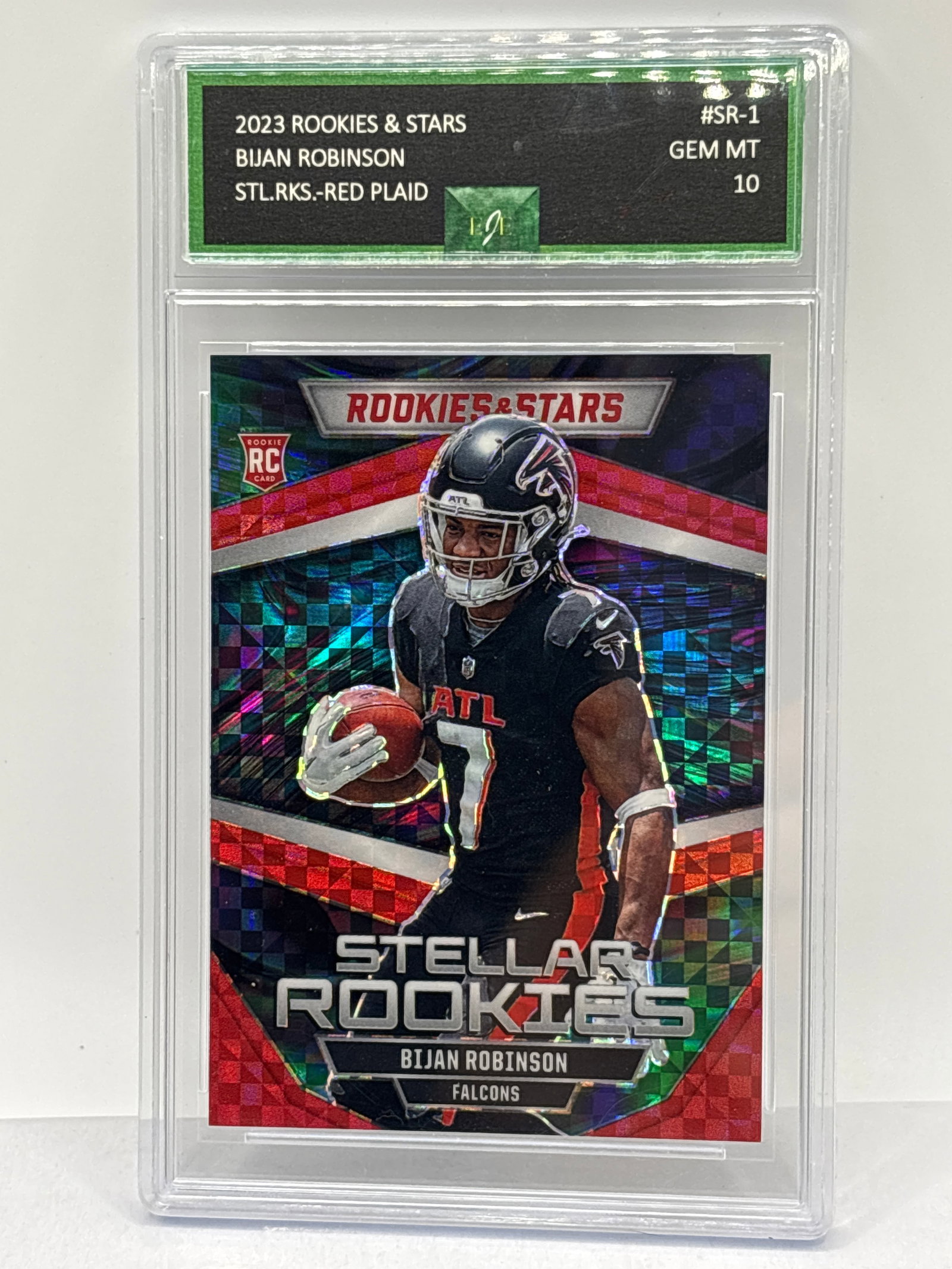 2023 PANINI ROOKIES & STARS BIJAN ROBINSON STELLAR ROOKIES RED PLAID PRIZM HOLO RC GEM MINT 10: 2023 PANINI ROOKIES & STARS BIJAN ROBINSON STELLAR ROOKIES RED PLAID PRIZM HOLO ROOKIE CARD GEM MINT 10