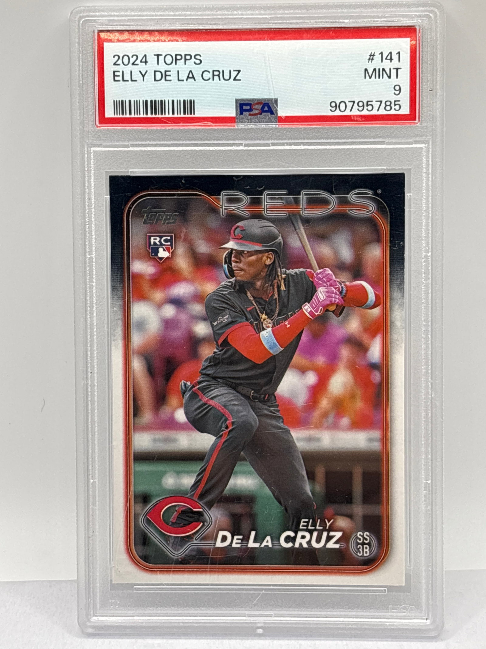 2024 TOPPS SERIES ONE ELLY DE LA CRUZ #141 ROOKIE CARD PSA MINT 9: 2024 TOPPS SERIES ONE ELLY DE LA CRUZ #141 ROOKIE CARD PSA MINT 9Slab case has some scratches