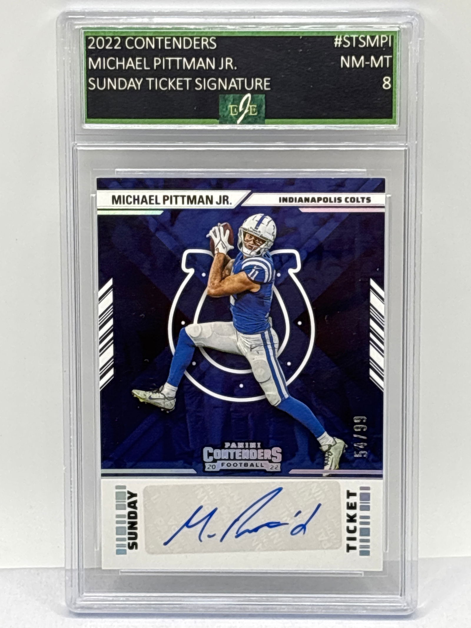 54/99!!  2022 PANINI CONTENDERS MICHAEL PITTMAN JR SUNDAY TICKET SIGNATURE AUTO NM-MT 8 (1 of 3)