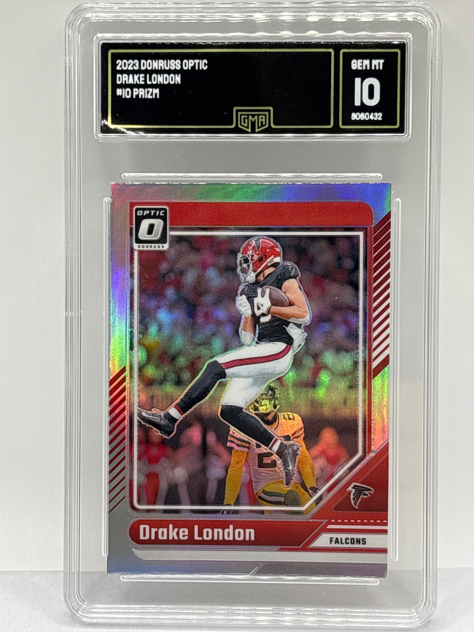 2023 PANINI DONRUSS OPTIC DRAKE LONDON PRIZM HOLO GEM MINT 10: 2023 PANINI DONRUSS OPTIC DRAKE LONDON PRIZM HOLO GEM MINT 10