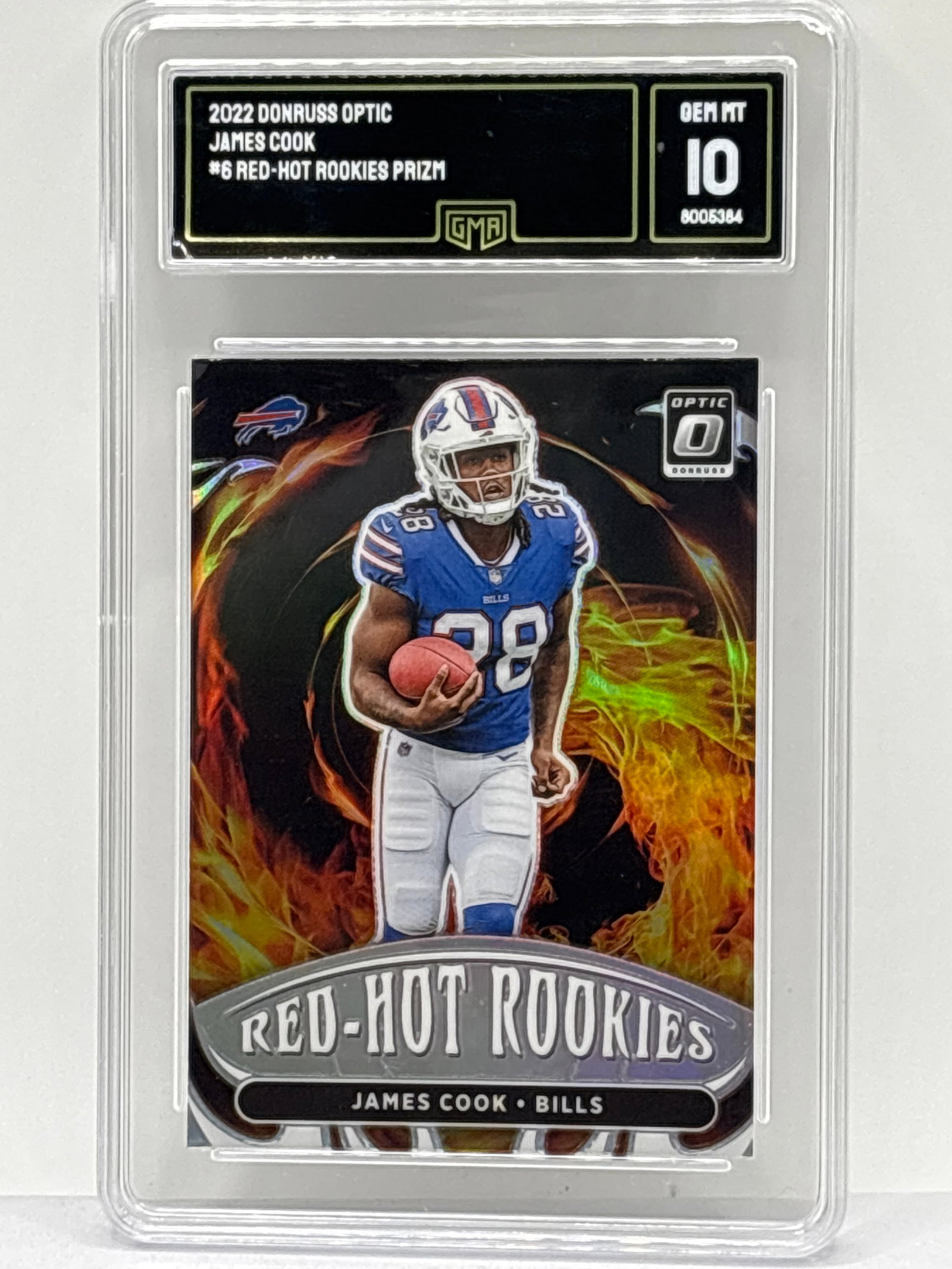 2022 PANINI DONRUSS OPTIC JAMES COOK RED HOT ROOKIES PRIZM HOLO RC GEM MINT 10 (1 of 4)