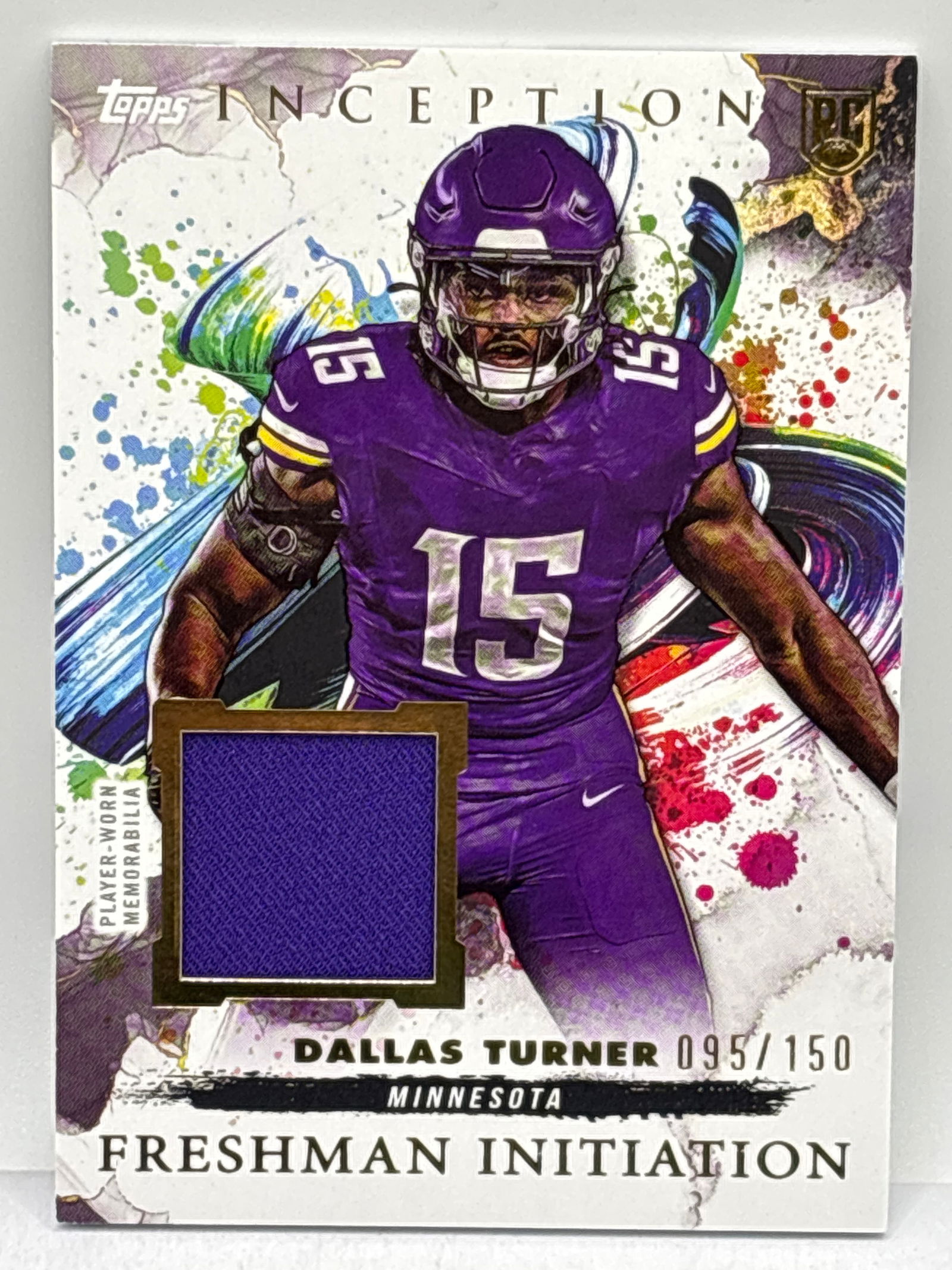 95/150!! 2024 TOPPS INCEPTION DALLAS TURNER FRESHMAN INITIATION PLAYER WORN ROOKIE PATCH (1 of 3)