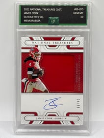 34/99!! 2022 NATIONAL TREASURES COLLEGIATE SILHOUETTES JAMES COOK RPA GEM MINT 10