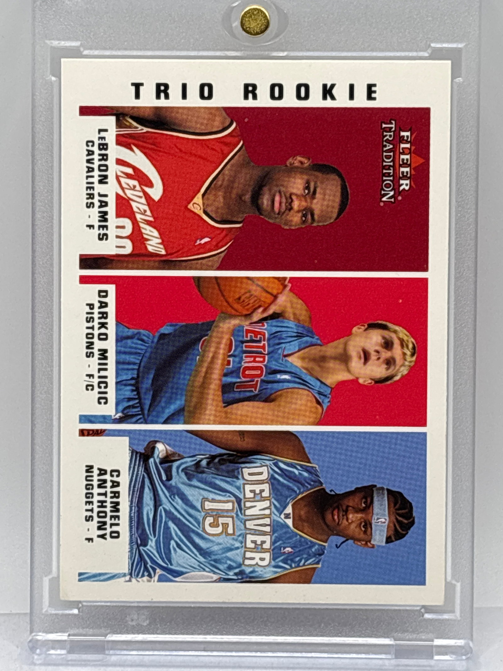 2003 FLEER TRADITION SKYBOX TRIO ROOKIE LEBRON JAMES & CARMELO ANTHONY & DARKO MILICIC (1 of 10)