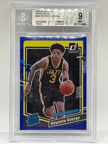 23/49!! 2023-24 PANINI DONRUSS KEYONTE GEORGE RATED ROOKIE CHOICE BLUE ROOKIE CARD MINT 9