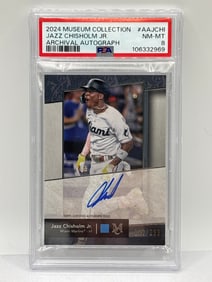 116/299!! 2024 MUSEUM COLLECTION JAZZ CHIZHOLM JR ARCHIVAL AUTOGRAPH PSA NM-MT 8