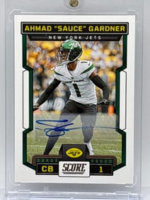 2023 PANINI SCORE AHMAD “SAUCE” GARDNER AUTOGRAPHED CARD