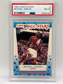 1989 FLEER STICKER MICHAEL JORDAN ALL-STARS PSA NM-MT 8