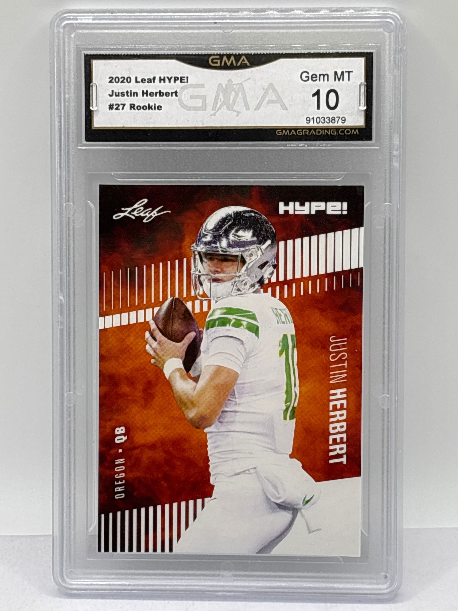 LIMITED EDITION 2020 LEAF HYPE! JUSTIN HERBERT /5000 ROOKIE CARD GEM MINT 10 (1 of 3)