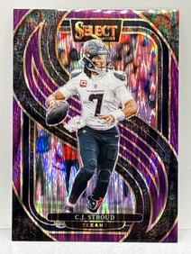 221/360!! 2024 PANINI SELECT PREMIER LEVEL CJ STROUD PURPLE SHOCK PRIZM HOLO