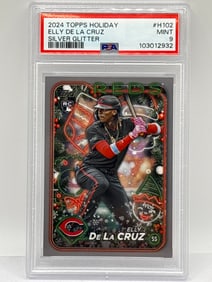 2024 TOPPS HOLIDAY ELLY DE LA CRUZ SILVER GLITTER ROOKIE CARD PSA MINT 9