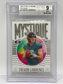 2021 PANINI ILLUSIONS MYSTIQUE TREVOR LAWRENCE ROOKIE CARD BECKETT MINT 9
