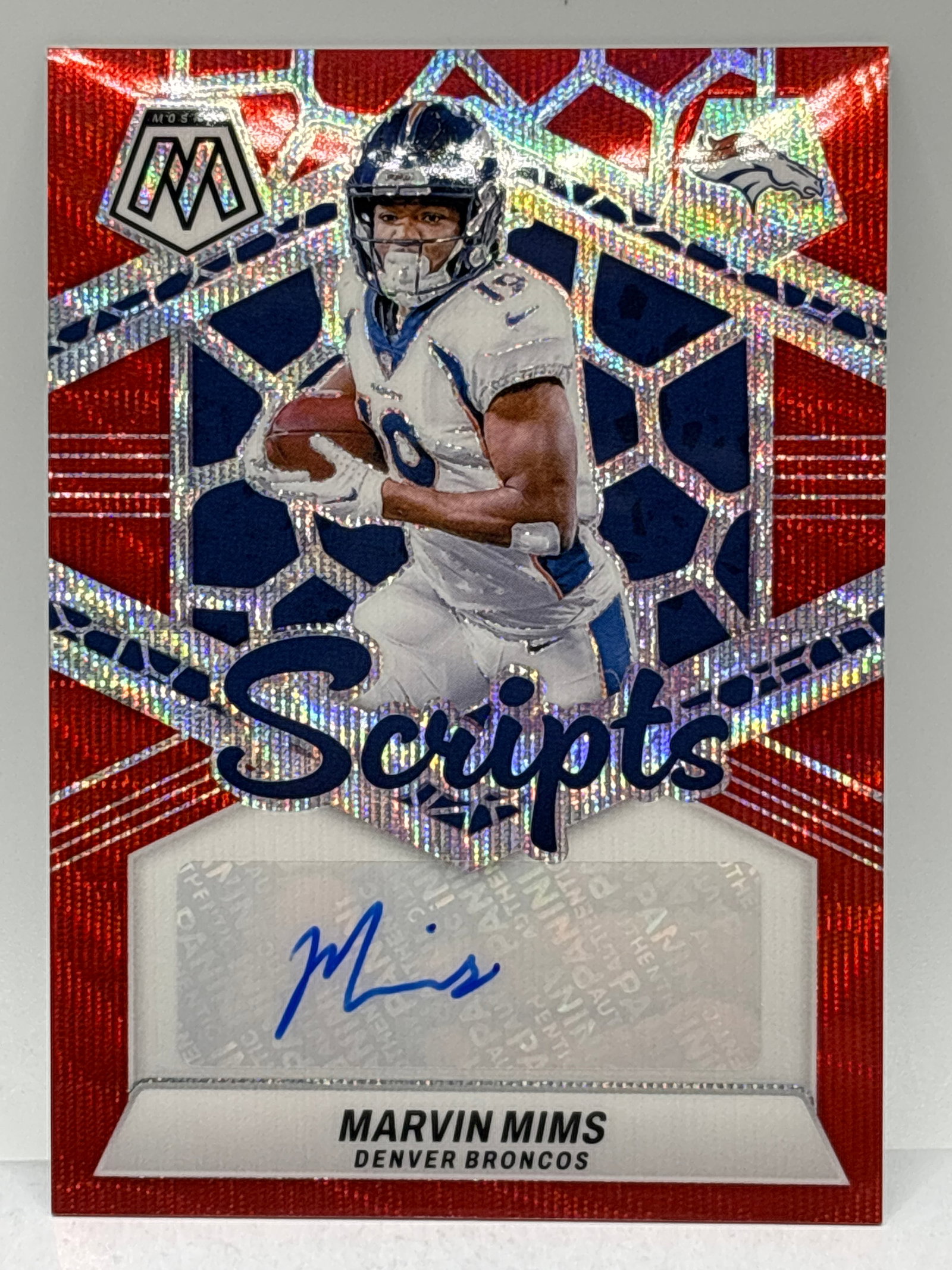 2024 PANINI MOSAIC SCRIPTS MARVIN MIMS AUTOGRPHED RED WAVE PRIZM HOLO (1 of 2)