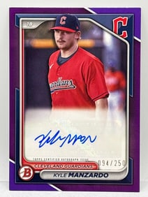 94/250!! 2024 BOWMAN KYLE MANZARDO PURPLE CERTIFIED AUTOGRAPHED ROOKIE CARD