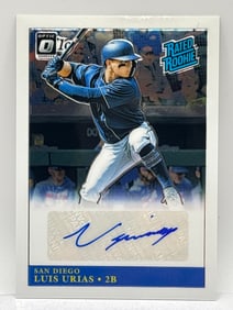 2019 PANINI DONRUSS OPTIC LUIS URIAS AUTOGRAPHED RATED ROOKIE CARD