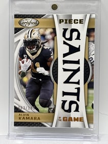 63/199!! 2023 PANINI CERTIFIED PIECE OF THE GAME ALVIN KAMARA AUTHENTIC MEMORABILIA PATCH