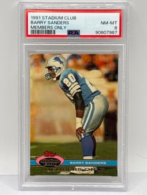 1991 STADIUM CLUB BARRY SANDERS MEMBERS ONLY PSA NM-MT 8