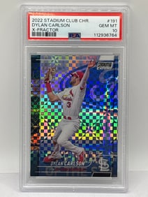 POP 2!! 2022 STADIUM CLUB CHROME DYLAN CARLSON X-FRACTOR PSA GEM MINT 10