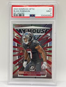 2023 PANINI DONRUSS OPTIC BIJAN ROBINSON MY HOUSE! PSA MINT 9