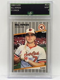 ICONIC 1989 FLEER BILLY RIPKIN “FUC% FACE” ERROR CARD GRADED MINT 9