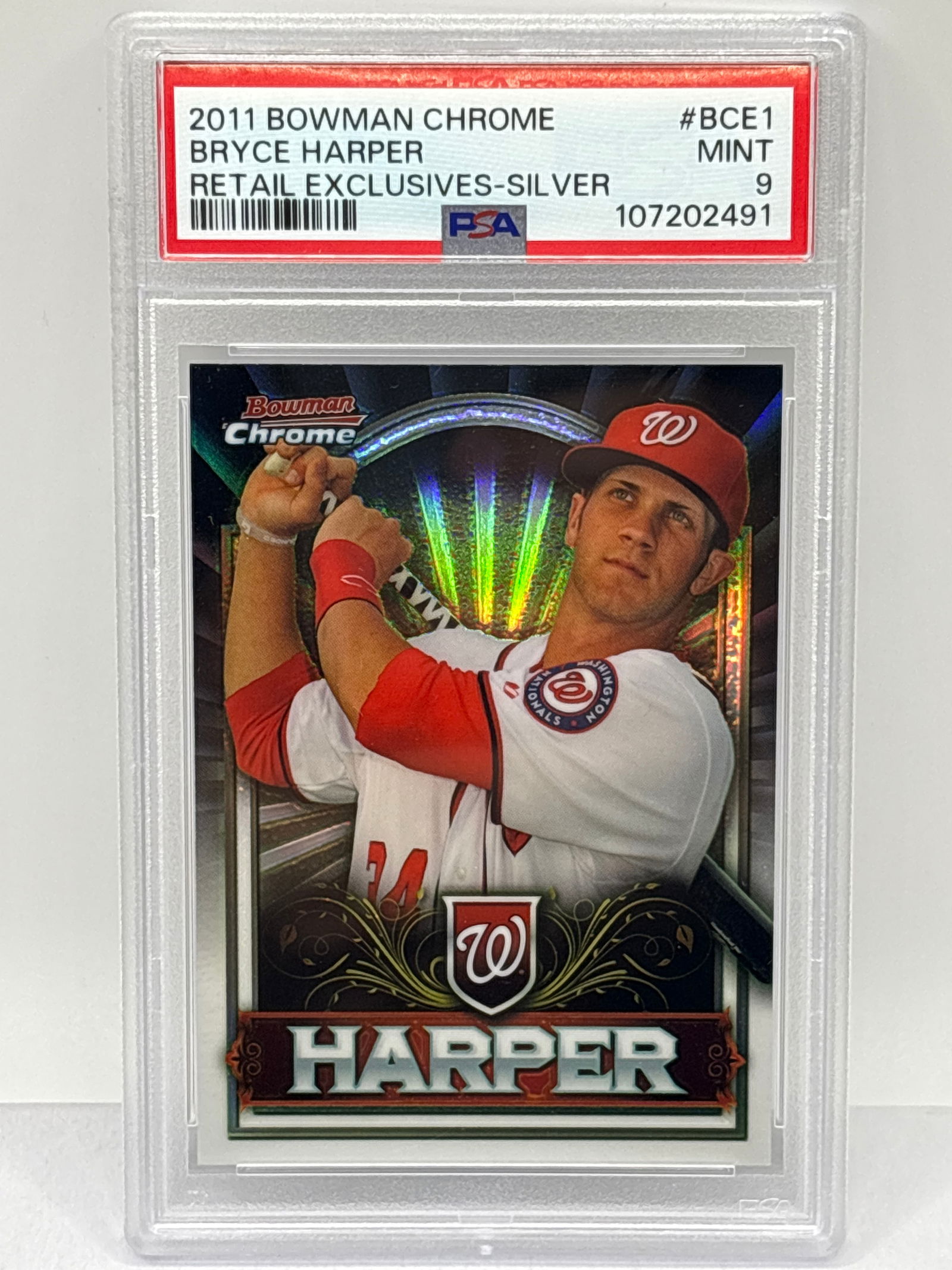 2011 BOWMAN CHROME BRYCE HARPER RETAIL EXCLUSIVES-SILVER SP PSA MINT 9 (1 of 6)