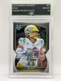 2022 BOWMAN UNIVERSITY BO NIX CHROME PROSPECTS AUTOGRAPHED ROOKIE CARD GEM MINT 10