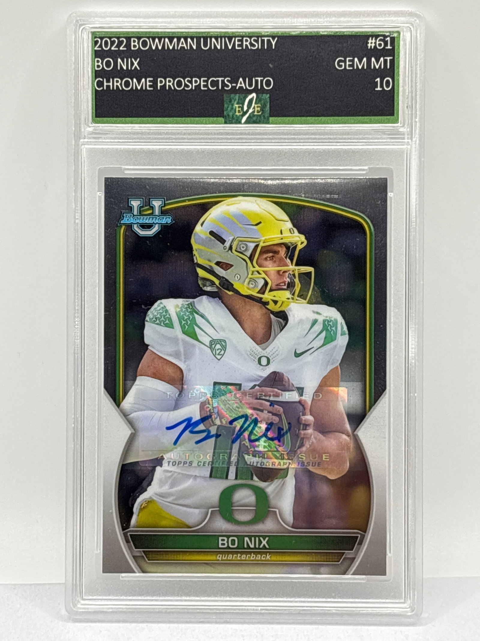 2022 BOWMAN UNIVERSITY BO NIX CHROME PROSPECTS AUTOGRAPHED ROOKIE CARD GEM MINT 10 (1 of 3)