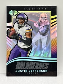 CASE HIT!! 2023 PANINI ILLUSIONS JUSTIN JEFFERSON HOLOHEROES SSP