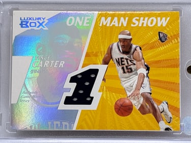 216/225!! 2006 TOPPS LUXURY BOX VINCE CARTER ONE MAN SHOW AUTHENTIC GAME-WORN JERSEY PATCH