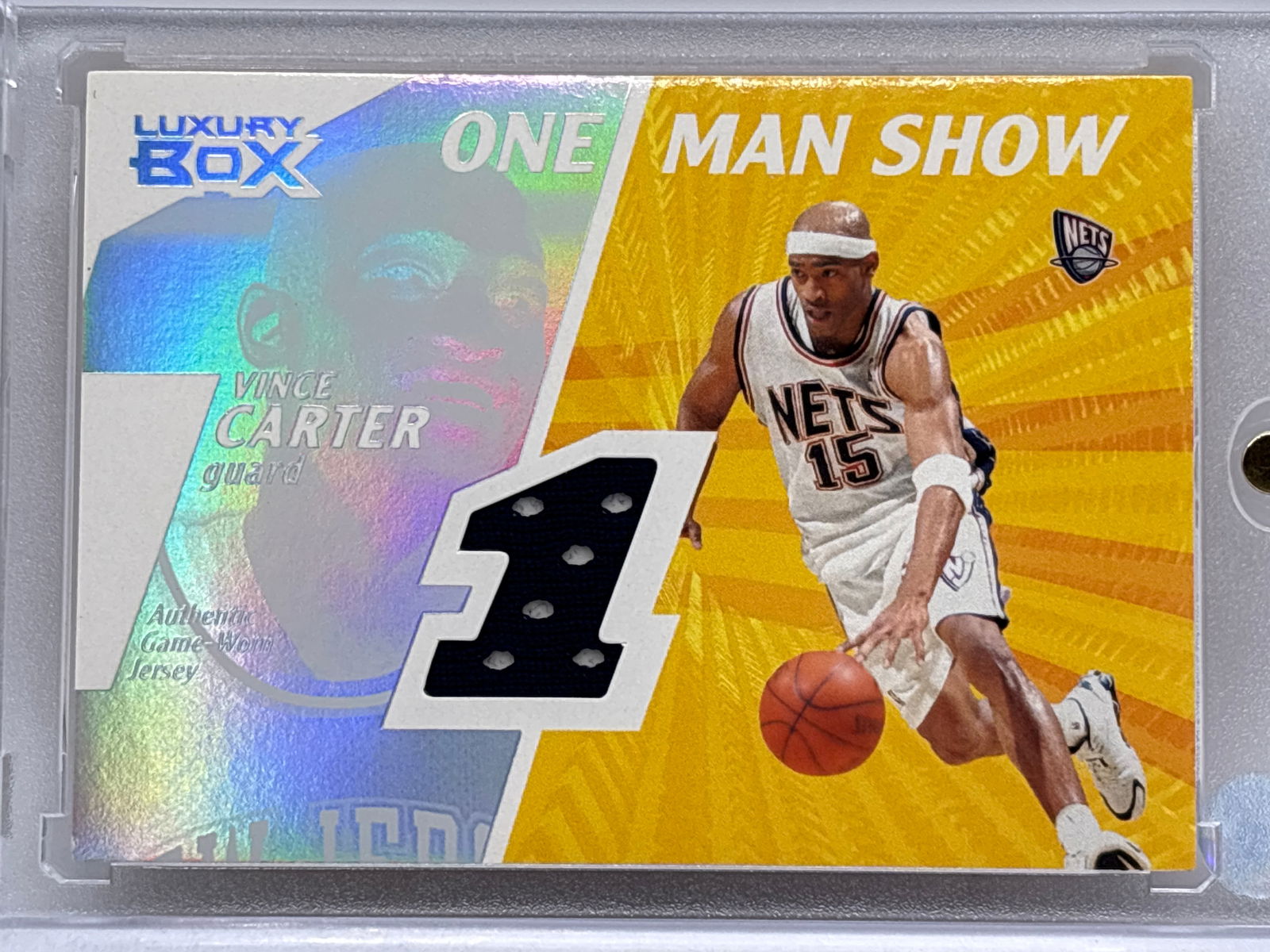 216/225!!  2006 TOPPS LUXURY BOX VINCE CARTER ONE MAN SHOW AUTHENTIC GAME-WORN JERSEY PATCH (1 of 4)