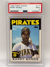 1986 TOPPS TRADED #11T BARRY BONDS ROOKIE CARD PSA MINT 9