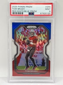 2020 PANINI PRIZM TOM BRADY RED/WHITE/BLUE PRIZM HOLO PSA MINT 9