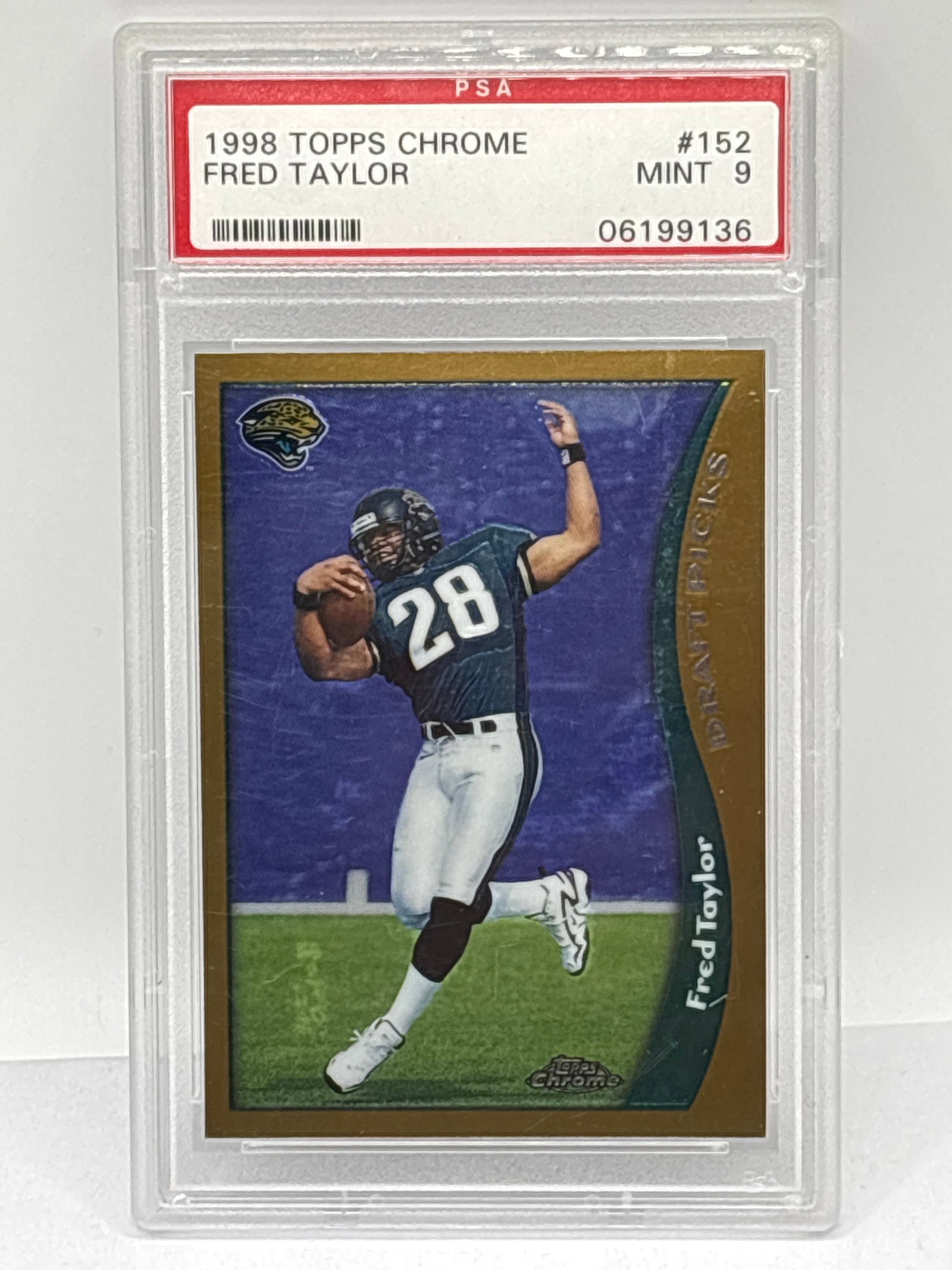 1998 TOPPS CHROME FRED TAYLOR DRAFT PICKS ROOKIE CARD PSA MINT 9 (1 of 3)