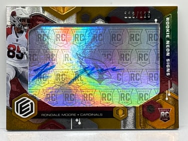 113/125!! 2021 PANINI ELEMENTS ROOKIE NEIN SIGNS RONDALE MOORE ON-CARD AUTOGRAPHED RC