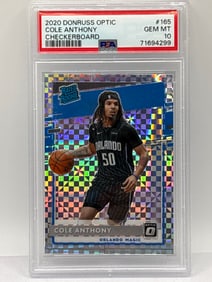 2020 PANINI DONRUSS OPTIC COLE ANTHONY SILVER CHECKERBOARD PRIZM HOLO RATED ROOKIE PSA GEM MINT 10