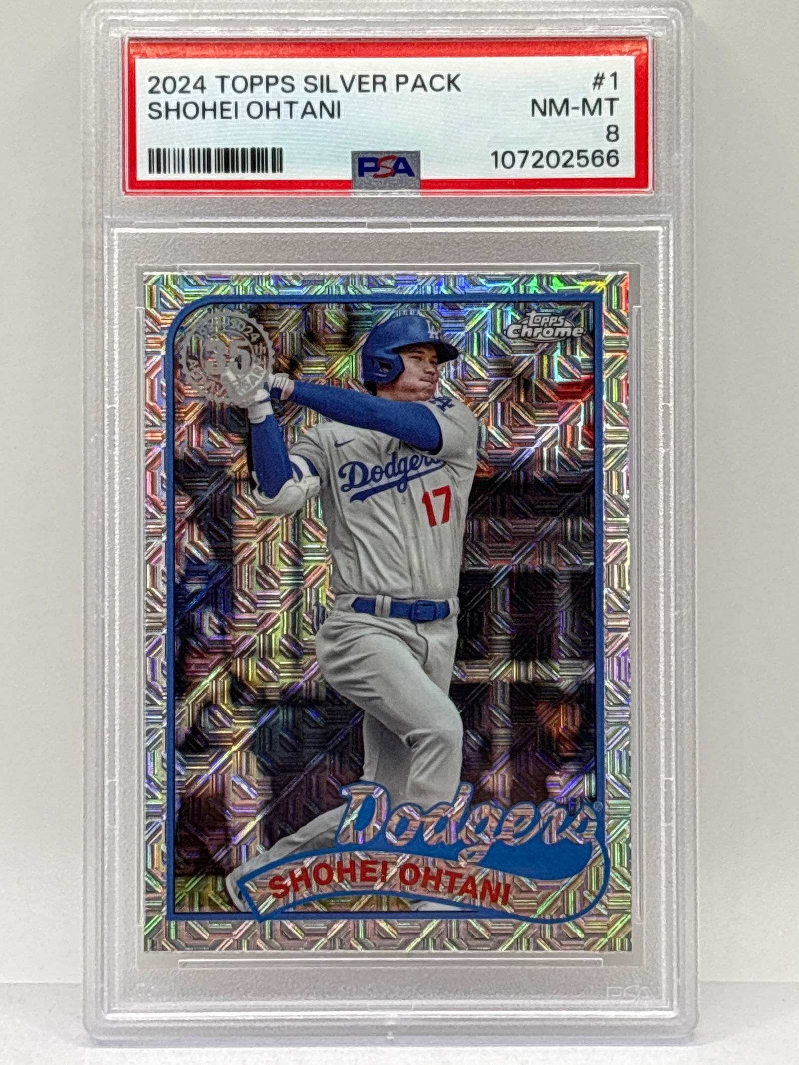 2024 TOPPS CHROME SILVER PACK SHOHEI OHTANI MOJO PSA NM-MT 8 (1 of 3)