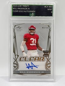 40/50!! 2023 LEAF TRINITY CLEAR WILL ANDERSON JR GOLD AUTOGRAPHED ROOKIE CARD MINT 9