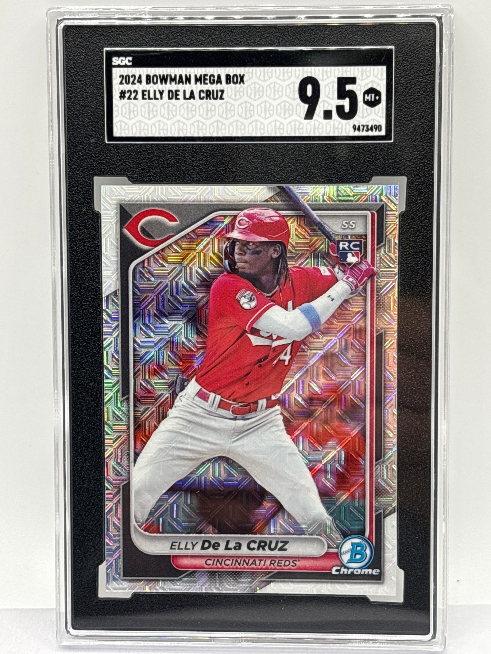 2024 BOWMAN CHROME MEGA BOX ELLY DE LA CRUZ SILVER MOJO ROOKIE CARD SGC MINT+ 9.5 (1 of 3)