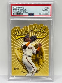2000 TOPPS BARRY BONDS HANDS OF GOLD DIE-CUT INSERT PSA NM-MT 8