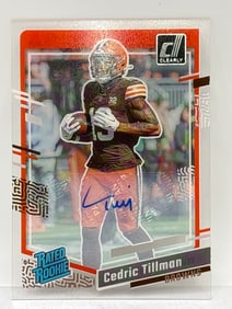 2023 PANINI CLEARLY DONRUSS CEDRIC TILLMAN AUTOGRAPHED RATED ROOKIE CARD
