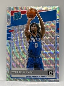 2020-21 PANINI DONRUSS OPTIC TYRESE MAXEY SILVER WAVE PRIZM HOLO RATED ROOKIE CARD