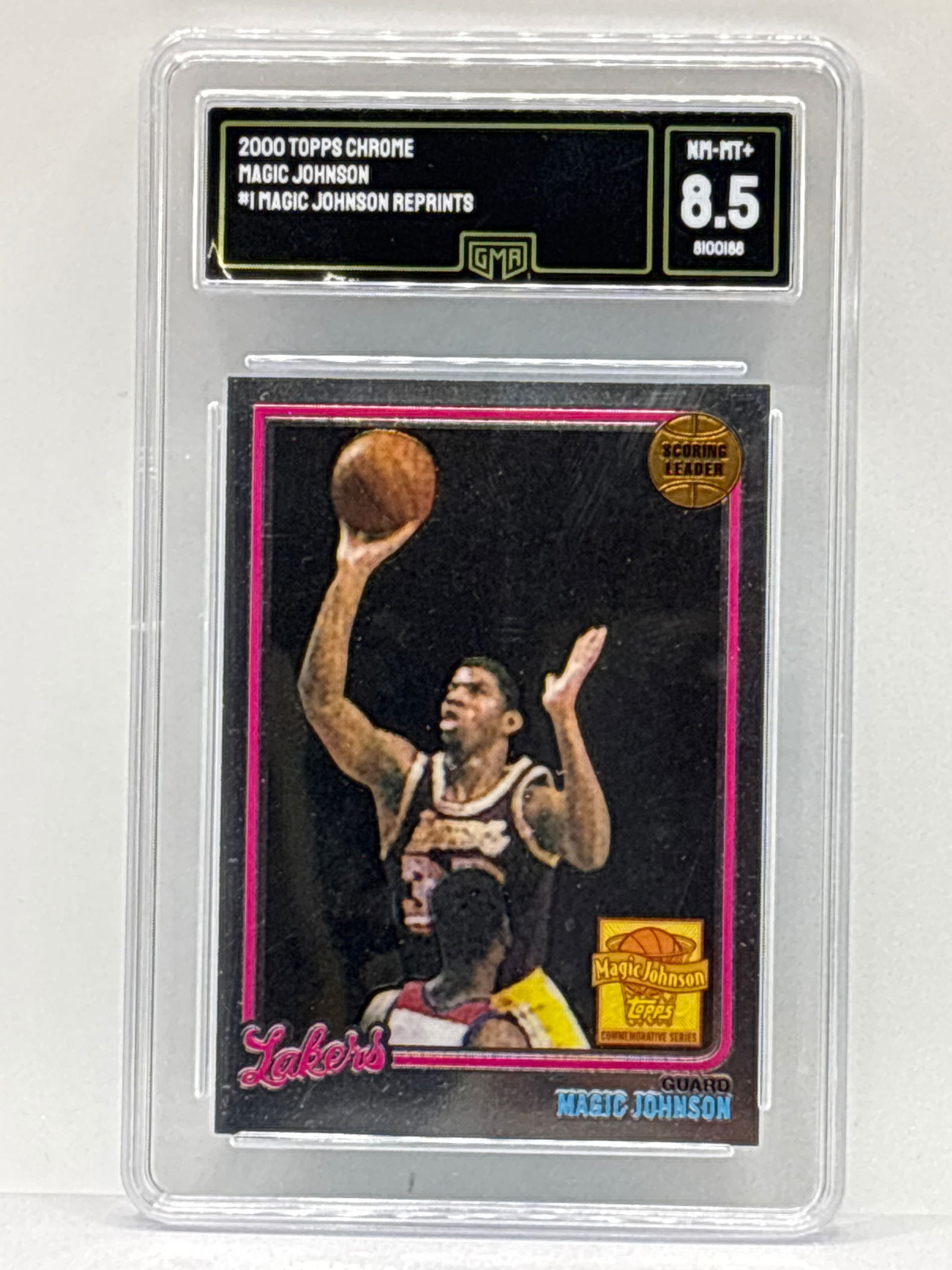 2000 TOPPS CHROME MAGIC JOHNSON SCORING LEADERS #1 MAGIC JOHNSON REPRINTS NM-MT+ 8.5 (1 of 3)