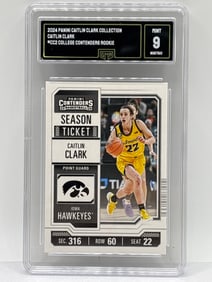 2024 PANINI CAITLIN CLARK COLLECTION CAITLIN CLARK SEASON TICKET ROOKIE CARD MINT 9