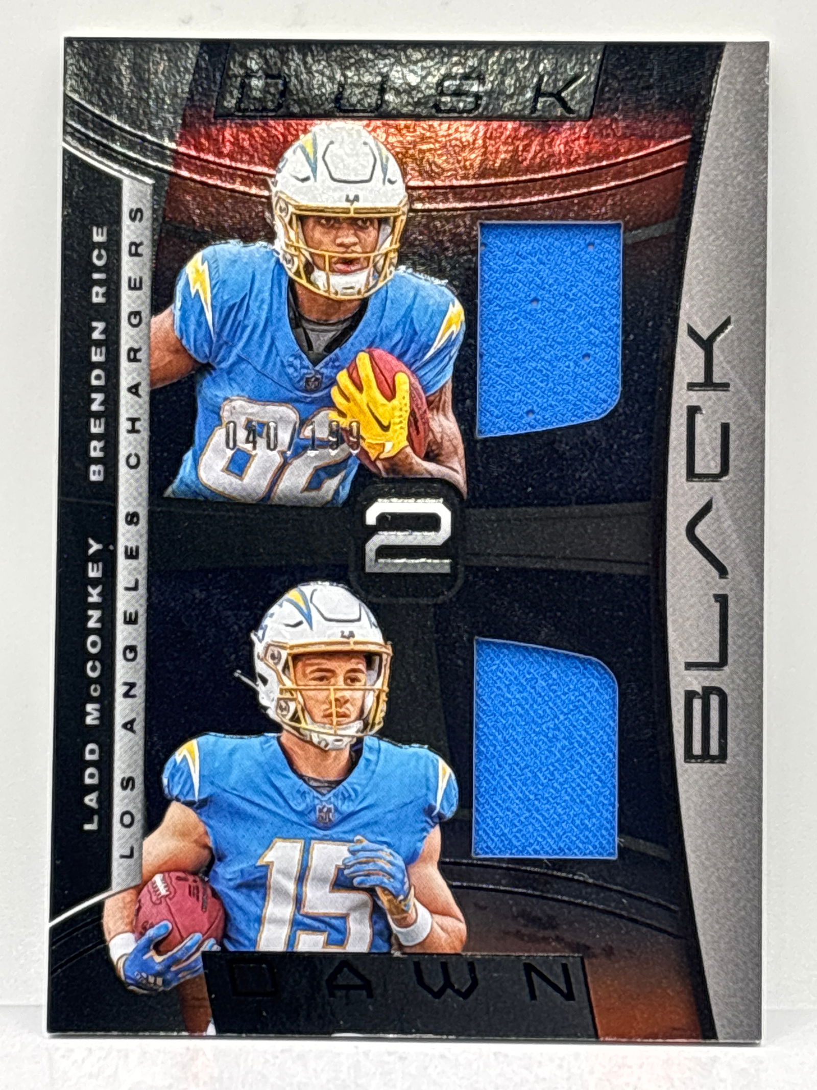 4/199!!  2024 PANINI BLACK DUSK 2 DAWN LADD MCCONKEY & BRENDAN RICE DUAL ROOKIE PATCHES (1 of 4)