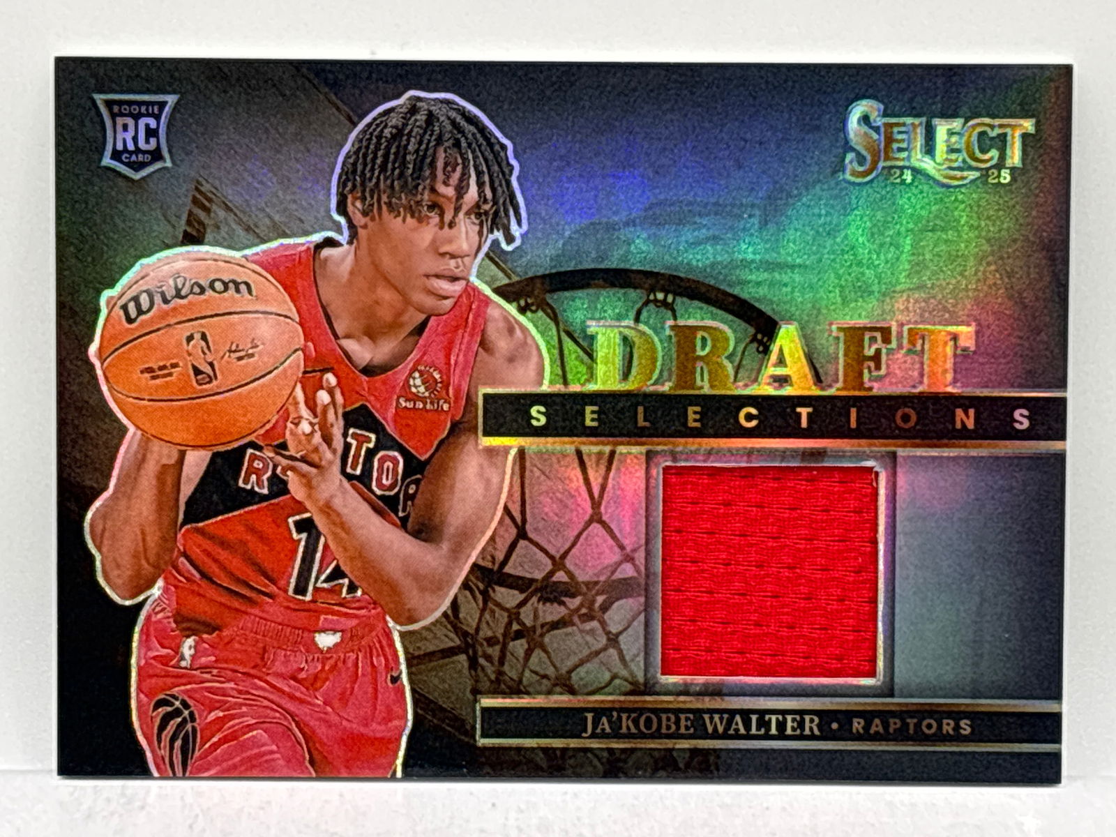 2024-25 PANINI SELECT JA’KOBE WALTER DRAFT SELECTION MEM PATCH PRIZM HOLO ROOKIE CARD (1 of 3)