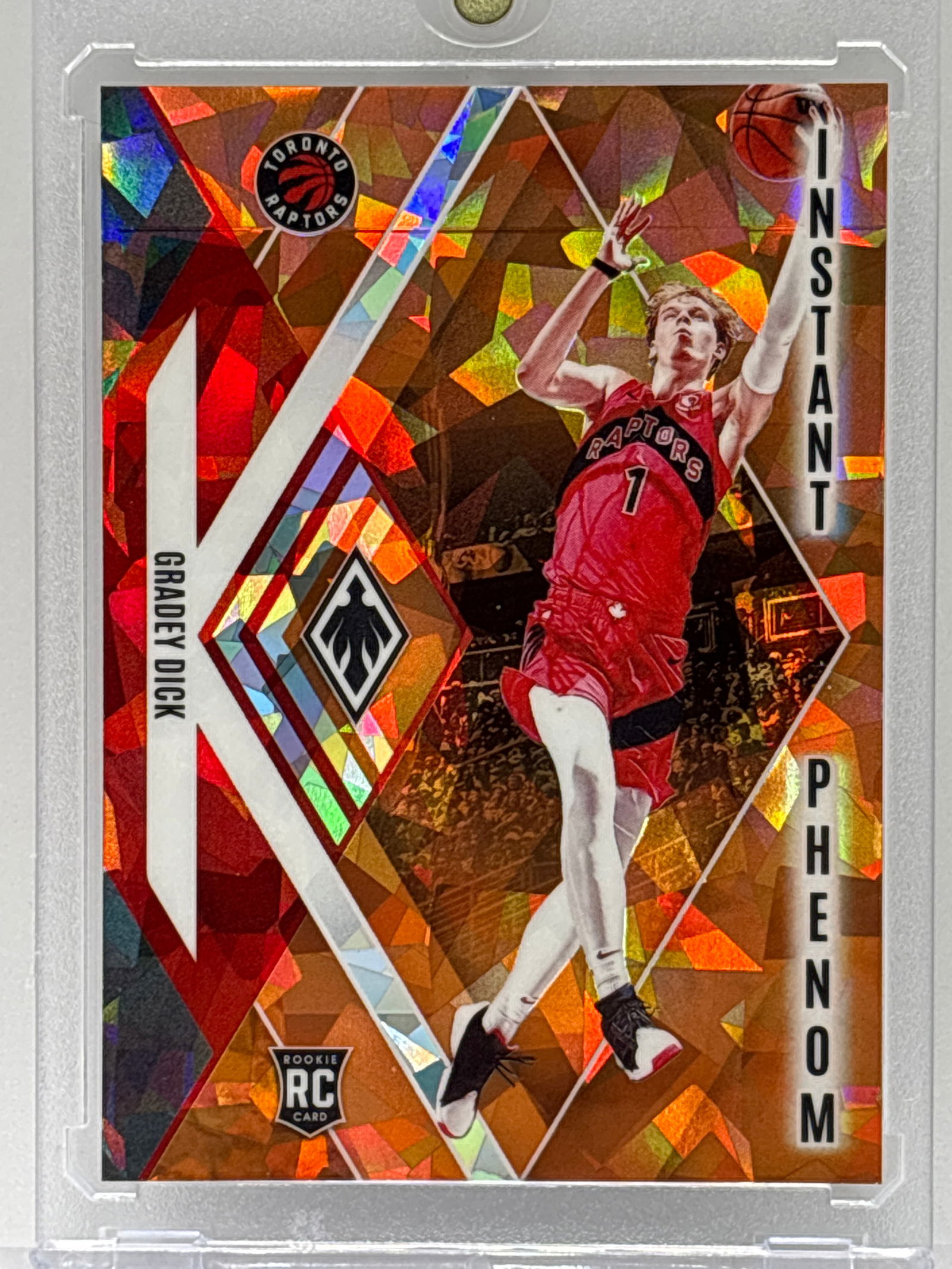 198/249!! 2023-24 PANINI PHOENIX GRADEY DICK INSTANT PHENOM ORANGE CRACKED ICE ROOKIE CARD (1 of 4)