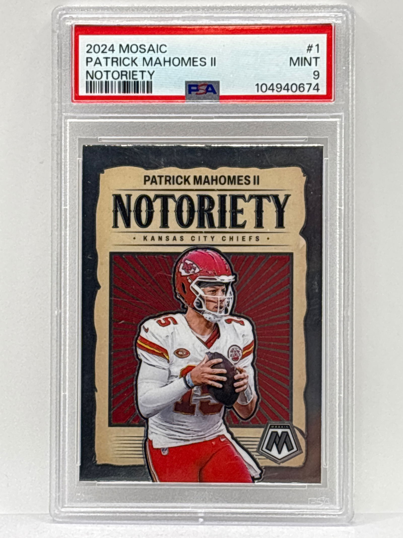 2024 PANINI MOSAIC PATRICK MAHOMES II NOTORIETY PSA MINT 9 (1 of 3)