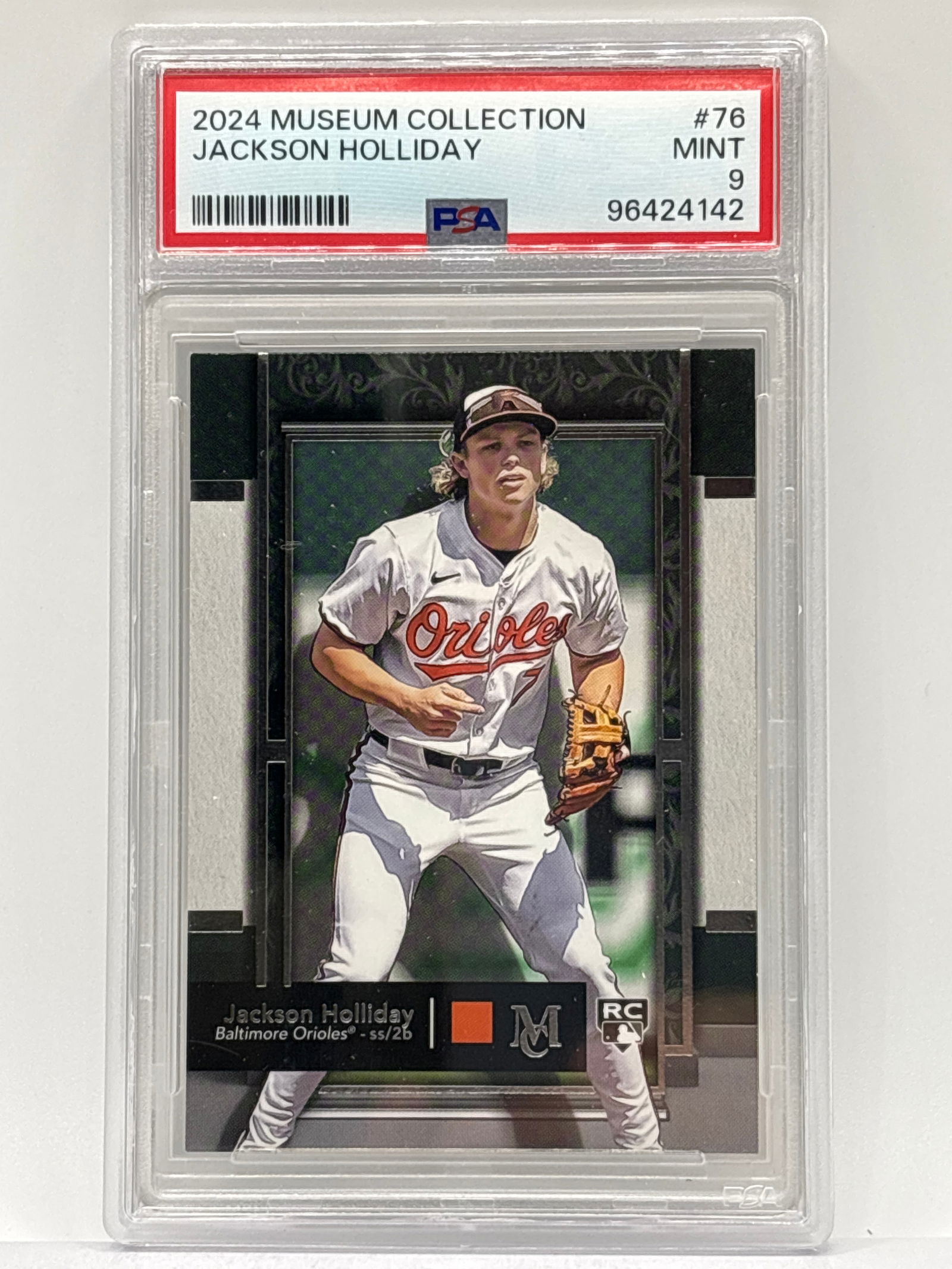 2024 TOPPS MUSEUM COLLECTION JACKSON HOLLIDAY ROOKIE CARD PSA MINT 9 (1 of 3)
