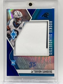 40/49!! 2024 PANINI PHOENIX ROOKIE SILHOUETTES JA’TAVION SANDERS RPA PATCH AUTOGRAPHED ROOKIE CARD